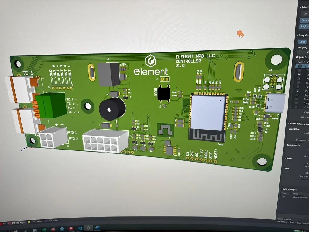 Digital three-dimensional PCB model of the Element controller