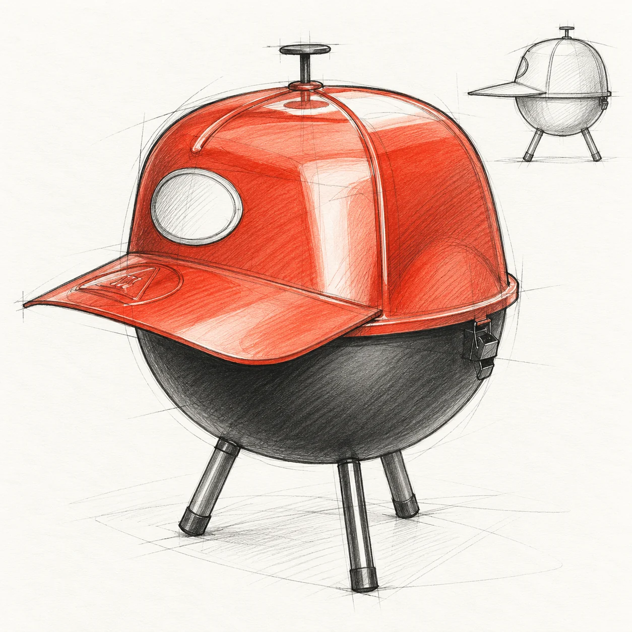 Illustrative design study based on the finished cap-shaped grill